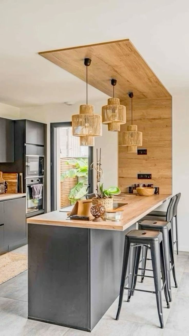 Ideas de cocinas pequeñas con barras desayunadoras. - COCINAS HOMES